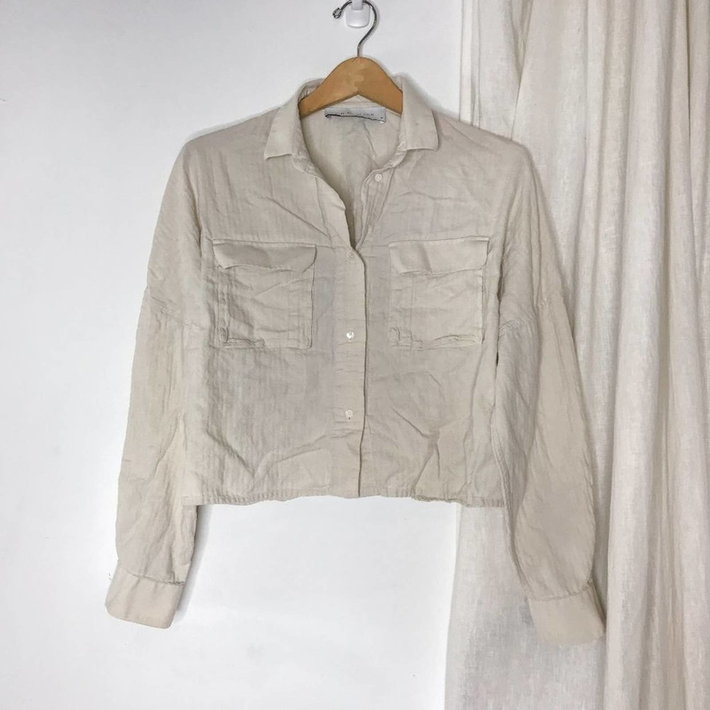 IRO Jeans Nude Cropped button down blouse cotton